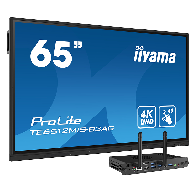 Інтерактивна панель Iiyama ProLite 65" (TE6512MIS-B3AG), комп. модуль (i7 13 Gen/16/512/W11Pro), настінне кріплення